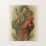 St.Joseph with the Baby Jesus Lilies Jigsaw Puzzle<br><div class="desc">Beautiful image of St. Joseph holding lilies and the Baby Jesus.</div>