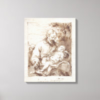 St. Joseph with the Sleeping Christ Child (pen & b