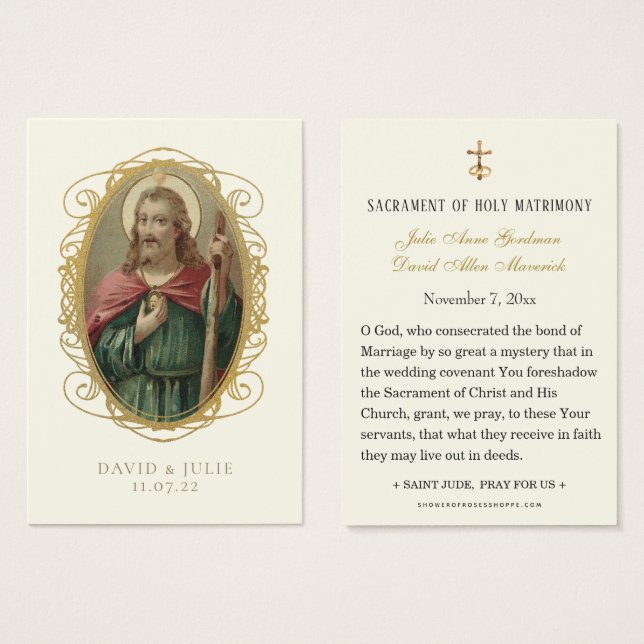 St. Jude Catholic Wedding Prayer Card (Front & Back)