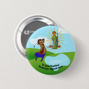 St. Jude Thaddeus & Intrepid Female Golfer 6 Cm Round Badge