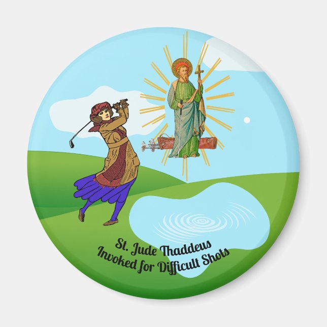 St. Jude Thaddeus & Intrepid Female Golfer Magnet (Front)