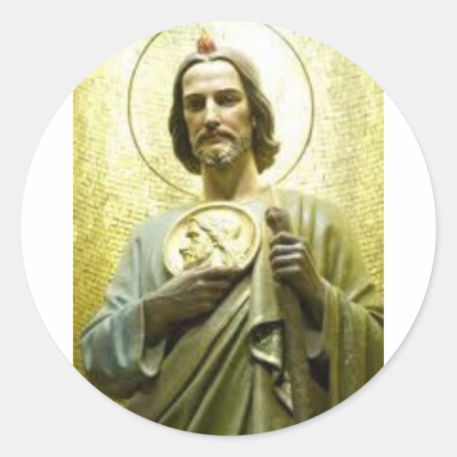 St. Jude with Halo, Gift for Catholics, Christians Classic Round Sticker (Front)