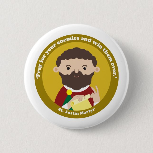 St. Justin Martyr 6 Cm Round Badge (Front)