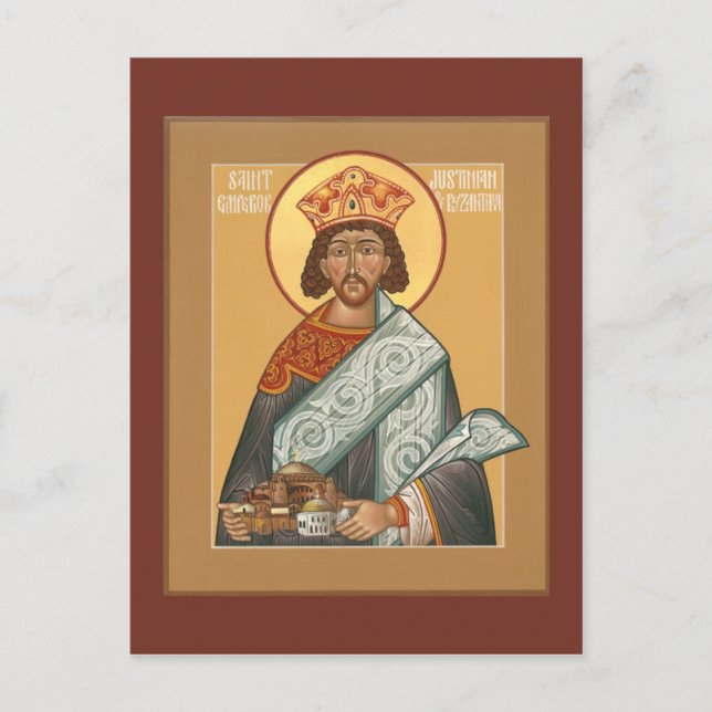 St. Justinian Emperor of Byzantium Prayer Card (Front)