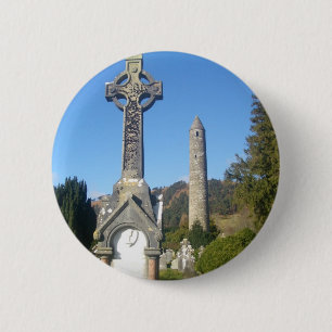 St Kevin's Cross and Round Tower Glendalough 6 Cm Round Badge