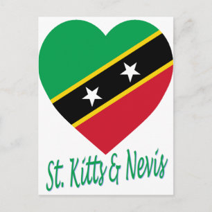 St Kitts and Nevis Flag Heart Postcard