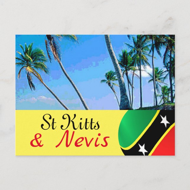 St Kitts and Nevis palm trees postcard (Front)