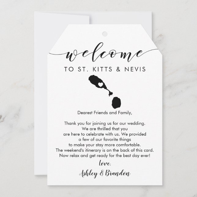 St. Kitts and Nevis Wedding Welcome Tag Itinerary (Front)