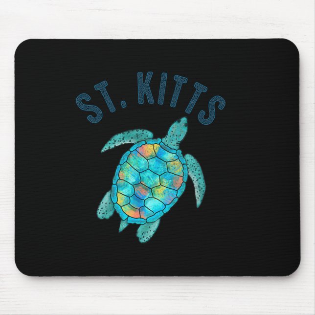 St Kitts Beach Design Sea Turtle Illustration Gift Mouse Pad (Front)
