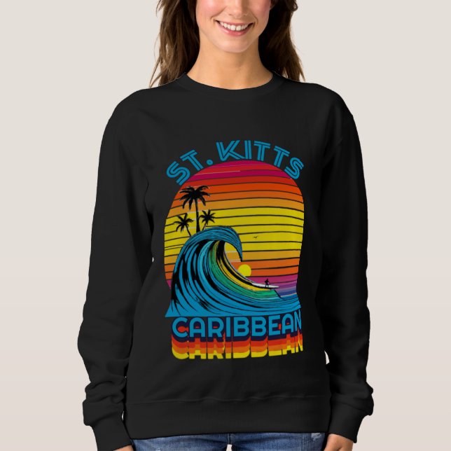 St Kitts Caribbean Retro Throwback Surf & Beach So Sweatshirt (Front)