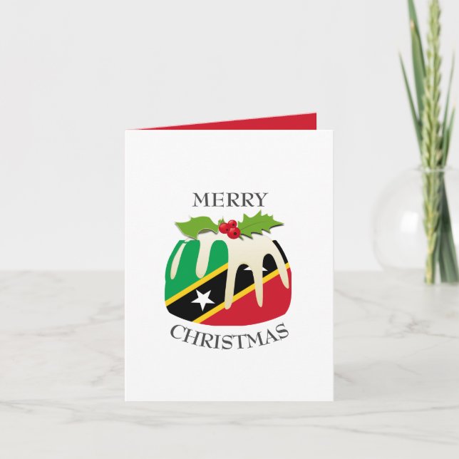 ST KITTS FLAG | Christmas Pudding | Festive Holiday Card (Front)