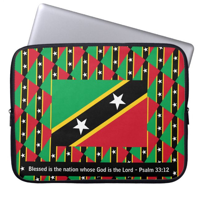 ST KITTS & NEVIS Blessed Nation Psalm 33:12 Laptop Sleeve (Front)
