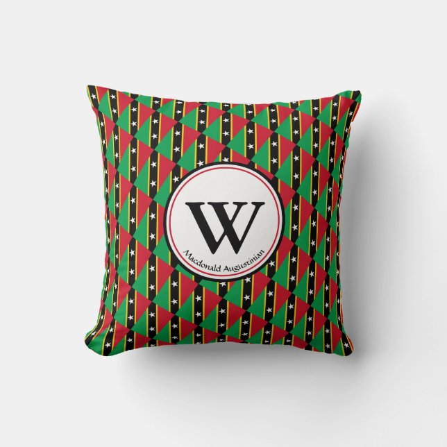 ST KITTS NEVIS Custom Monogram Add Your Name Cushion (Front)