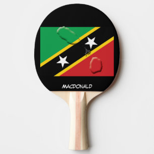 ST KITTS NEVIS FLAG & MAP Personalised Black Ping Pong Paddle
