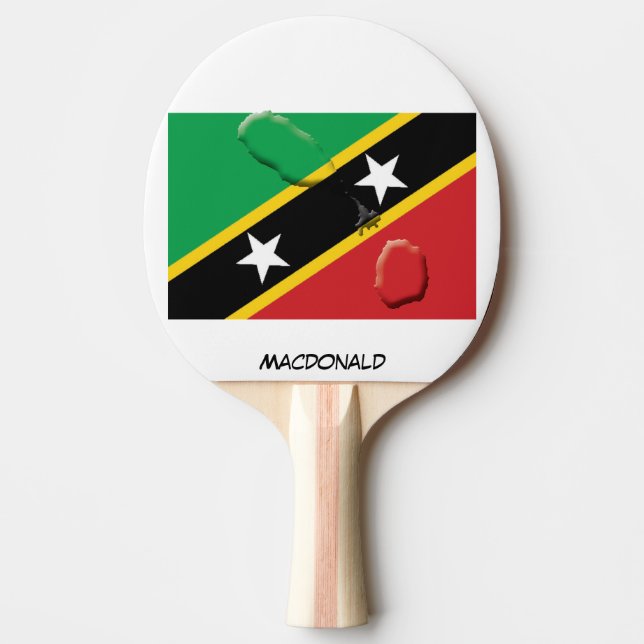 ST KITTS NEVIS FLAG & MAP Personalised Black Ping Pong Paddle (Front)