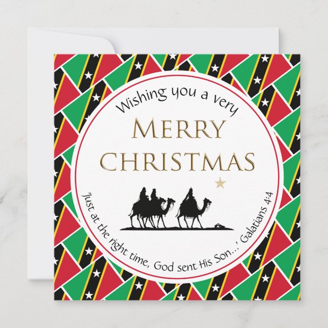 ST KITTS NEVIS FLAG Three Wise Men Christmas Holiday Card (Front)