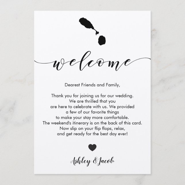 St. Kitts & Nevis Wedding Welcome Letter Itinerary Programme (Front)
