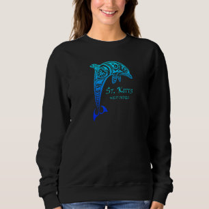 St Kitts West Indies Vintage Retro Tribal Dolphin  Sweatshirt