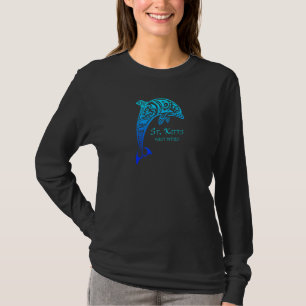 St Kitts West Indies Vintage Retro Tribal Dolphin  T-Shirt