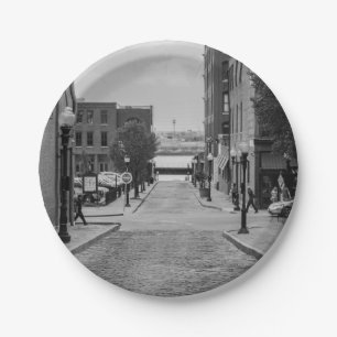 St Louis Alley Grayscale Paper Plate