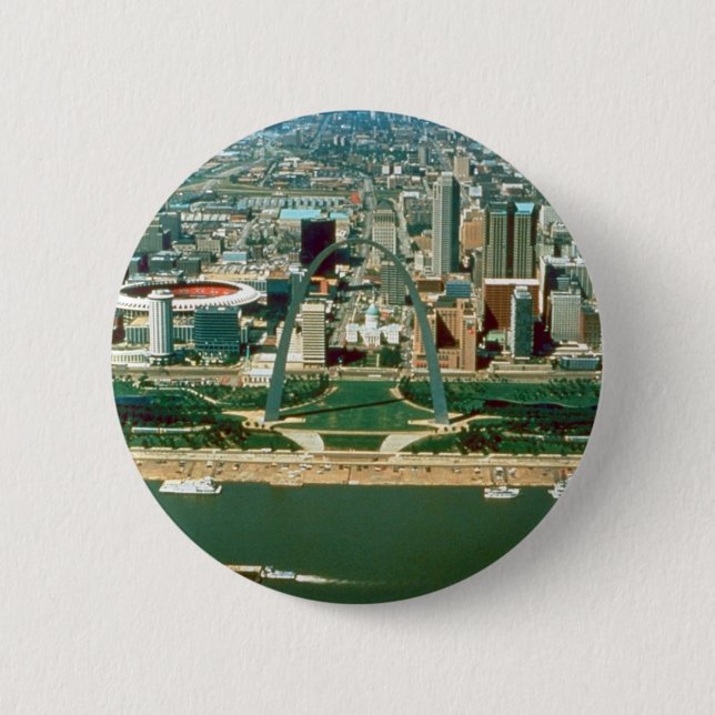 St. Louis Arch and Skyline 6 Cm Round Badge (Front)