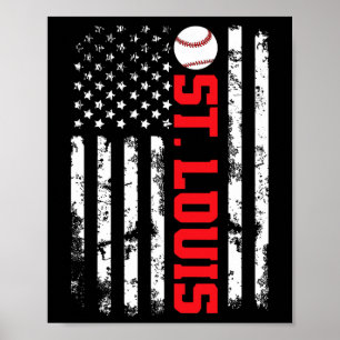 St. Louis Baseball Usa Flag  Poster