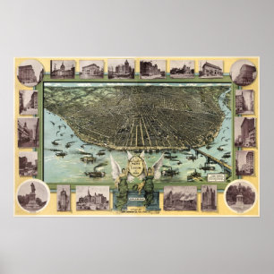 St Louis birdseye map  - 1896 (Graf) BigMapBlog Poster