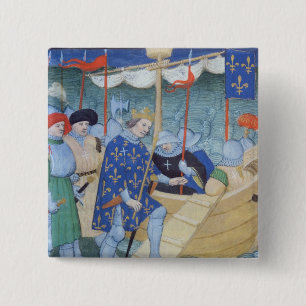 St. Louis embarking for the Crusades 15 Cm Square Badge