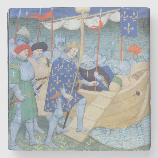 St. Louis embarking for the Crusades Stone Coaster (Front)
