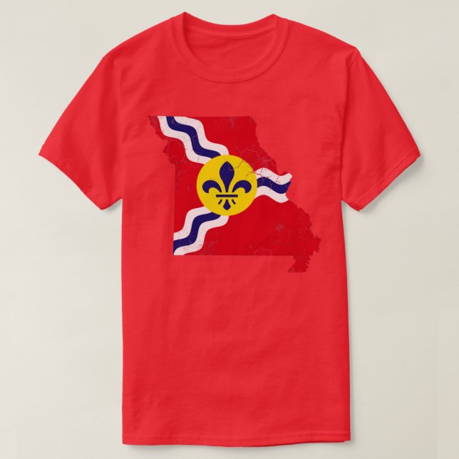St Louis Flag Missouri Map T-Shirt (Design Front)