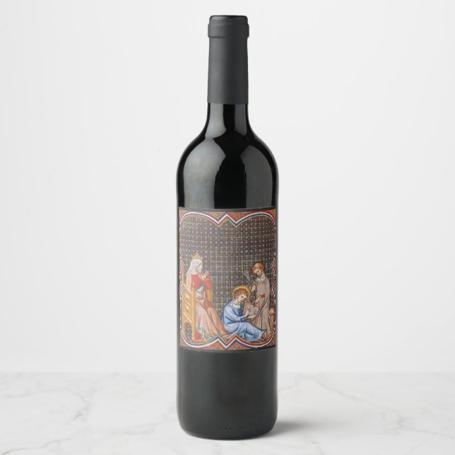 St. Louis IX of France Patron of Kings Art Wine Label (Front)