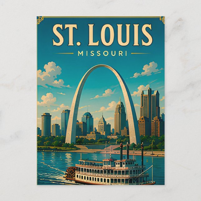 🌉 St Louis Missouri Gateway Arch Views Postcard (Front)