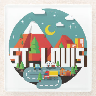 St. Louis, Missouri Geometric Design Glass Coaster