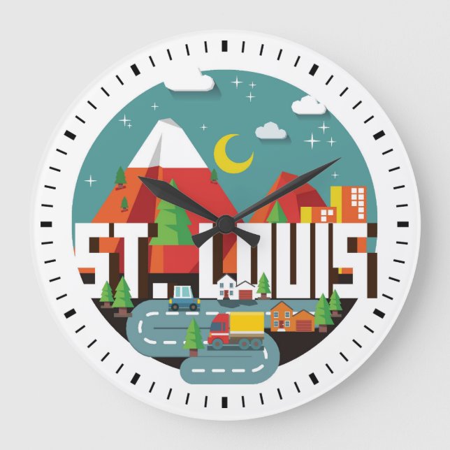 St. Louis, Missouri Geometric Design Large Clock (Front)
