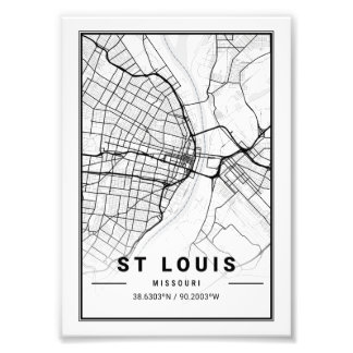 St Louis - Missouri Ligth City Map Photo Print