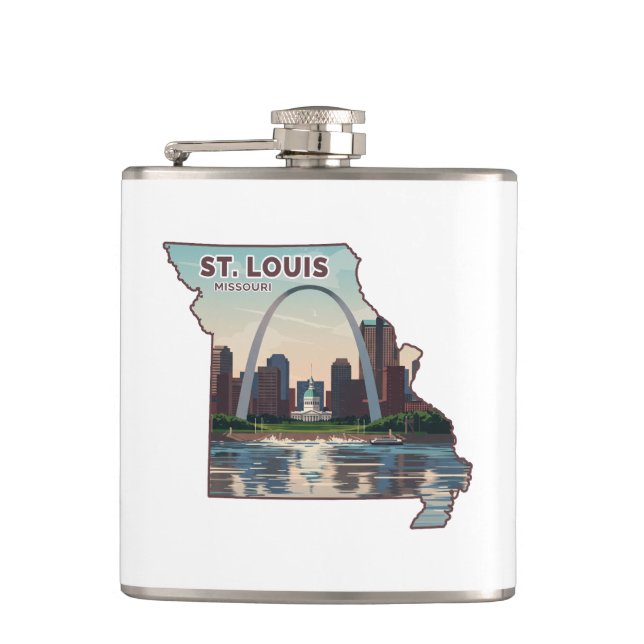 St. Louis Missouri Map Hip Flask (Front)