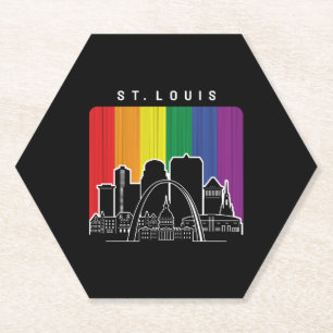 St. Louis Missouri Rainbow Flag LGBTQAI Pride Paper Coaster