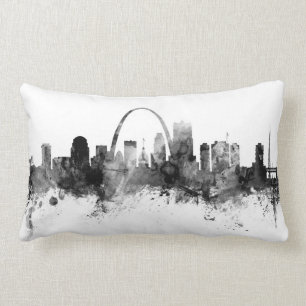 St Louis Missouri Skyline Black White Lumbar Cushion