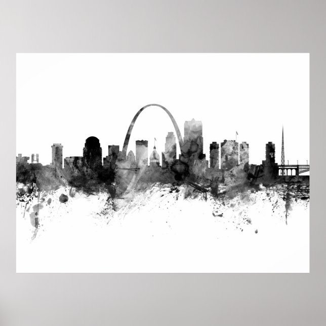 St Louis Missouri Skyline Black White Poster (Front)