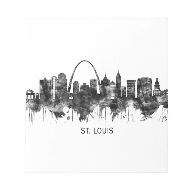 St. Louis Missouri Skyline BW Notepad (Front)