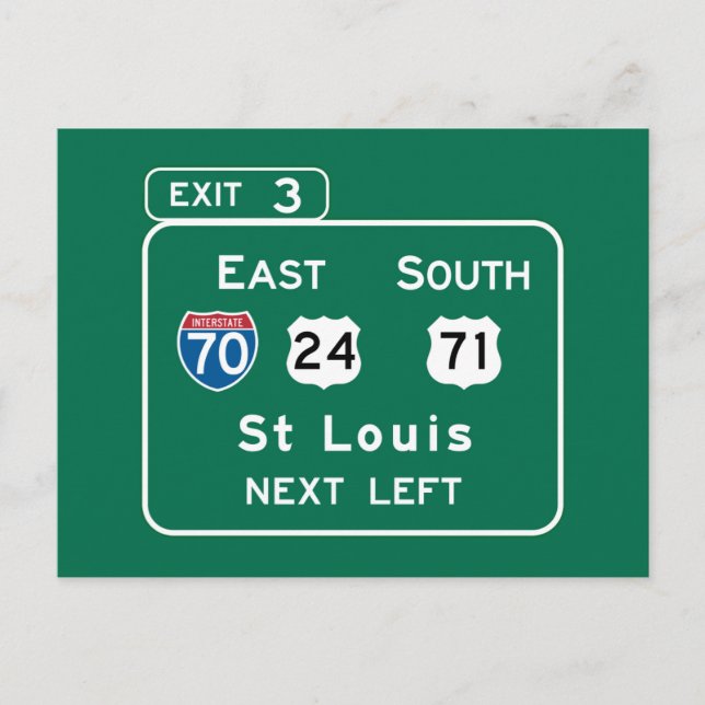 St. Louis, MO Road Sign Postcard (Front)