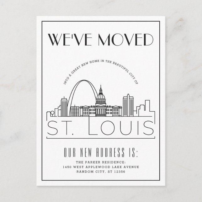 St. Louis Modern Deco | Change of Address  Announcement Postcard (Front)