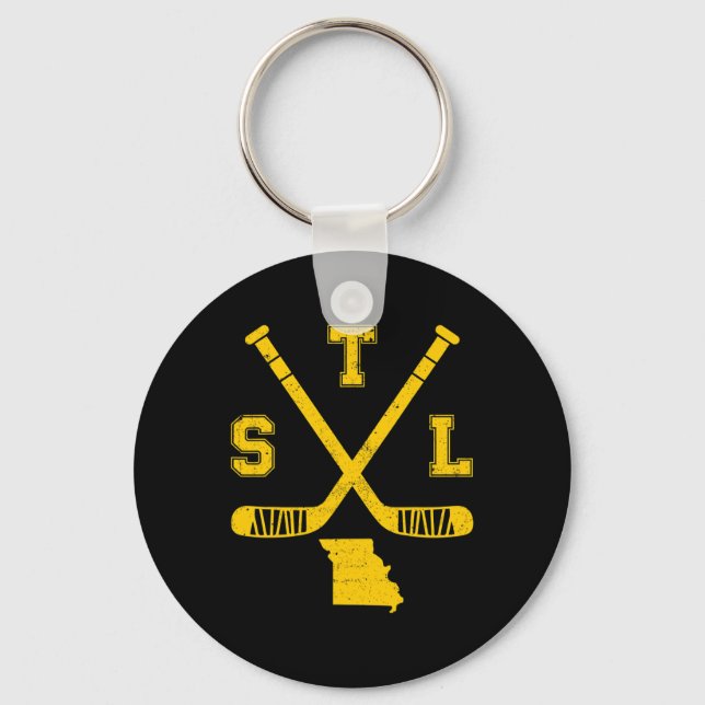 St. Louis Retro Funny Hockey Sticks State Outile S Key Ring (Front)