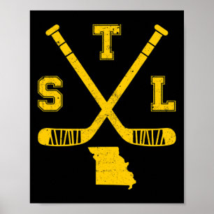 St. Louis Retro Funny Hockey Sticks State Outile S Poster