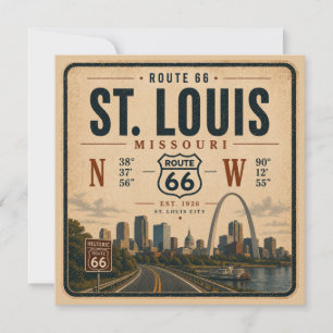 St Louis Route 66 Arch Coordinates Invite