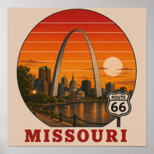 St. Louis Route 66 Arch Sunset Poster
