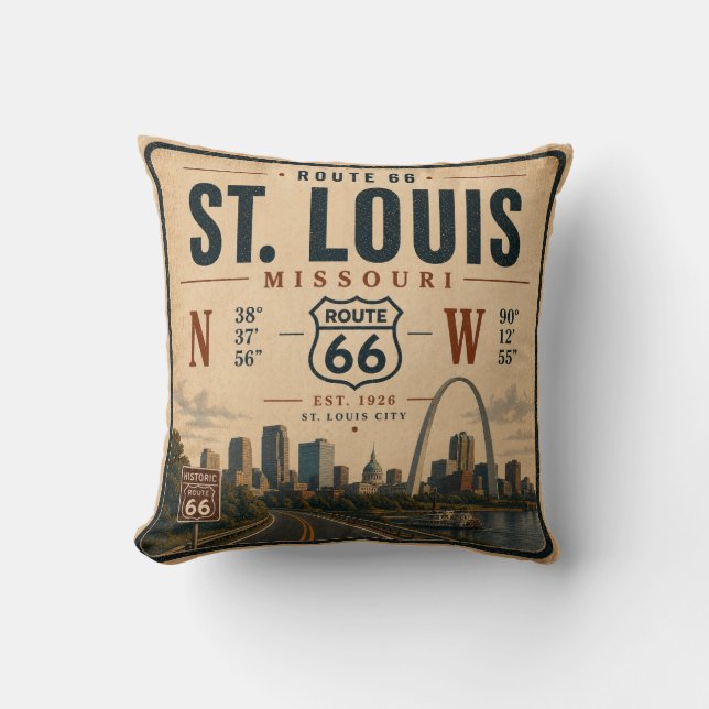 St Louis Route 66 Coordinates Sofa Gateway Cushion (Front)