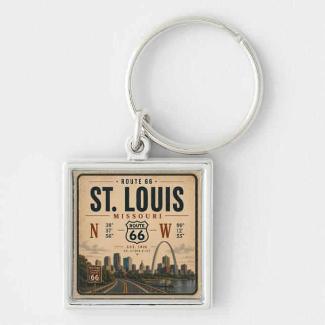 St Louis Route 66 Key Charm Ring (Front)