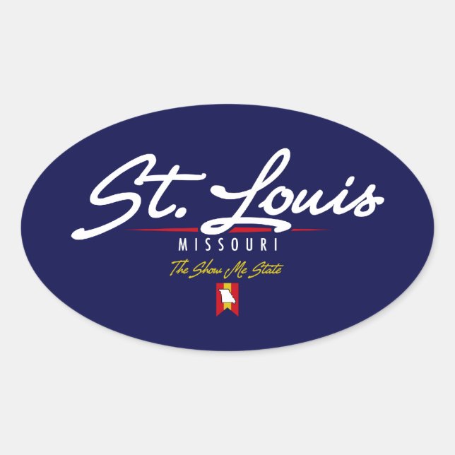 St. Louis Script Oval Sticker (Front)