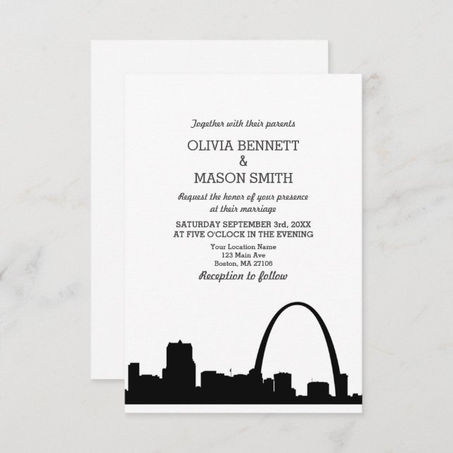 St Louis Skyline Cityscape Wedding Invitation (Front/Back)
